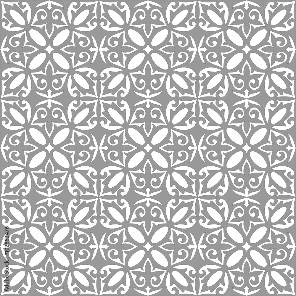 Геометрическая Исламский Бесшовные шаблон Арабеска серый и белый, лоскутное