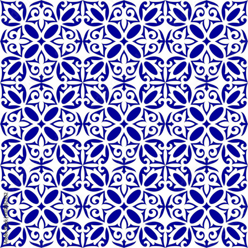 Геометрическая Исламский Бесшовные шаблон Арабеска смнмй и белый, лоскутное © Umm Leena