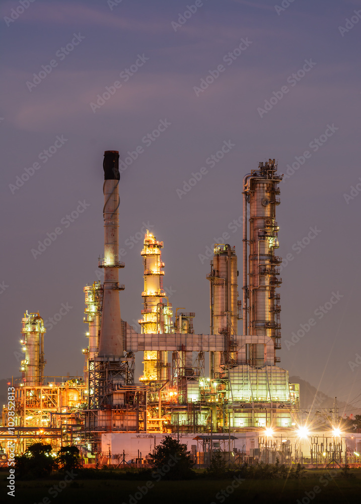 Oil refinery power station at twilight in Thailand