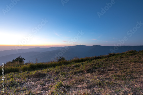 Good moring with sunlight on mountain.