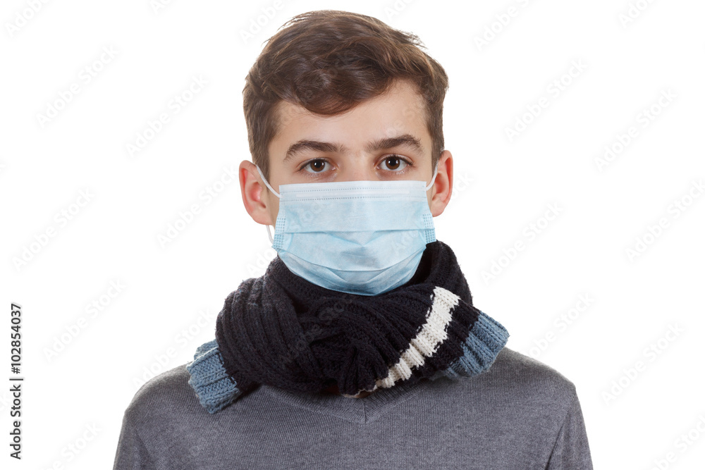 Cute sick boy in a mask Cute sick boy in a mask