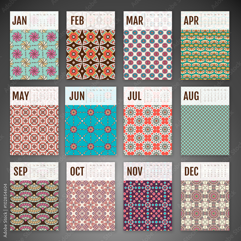 Calendar with mandalas Calendar with mandalas