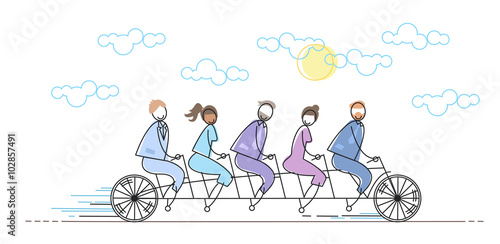 Business People Group Riding Bike Teamwork Concept 
