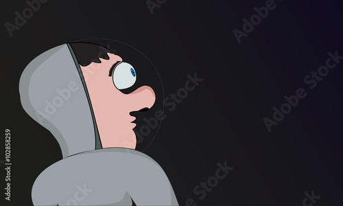Illustrated astronaut in space looking forward