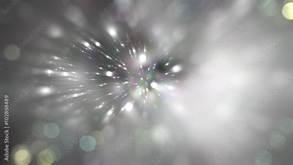 Fototapeta premium Bokeh light, shimmering blur spot lights on silver abstract