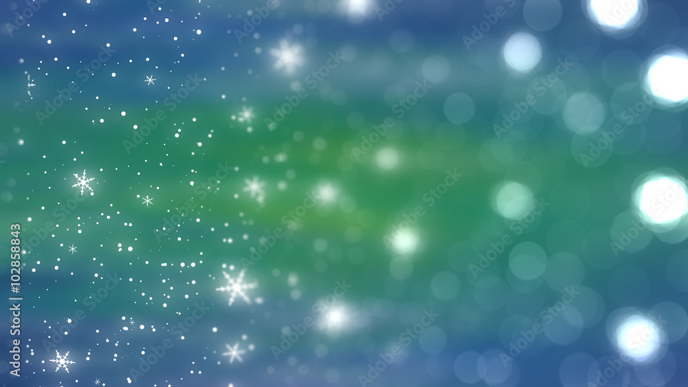 Christmas blue and green background. The winter background