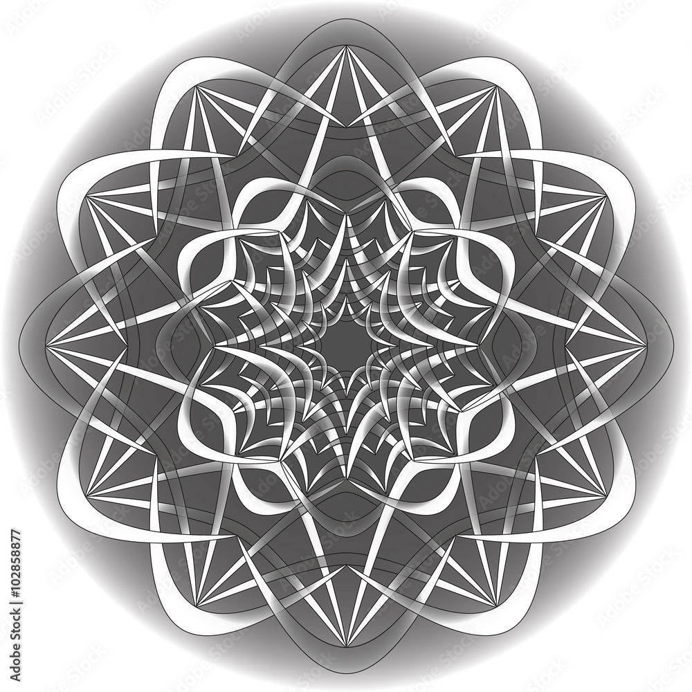 Vector abstract background with mandala ornament. Black and white pattern. Vector abstract background with mandala ornament. Black and white pattern.
