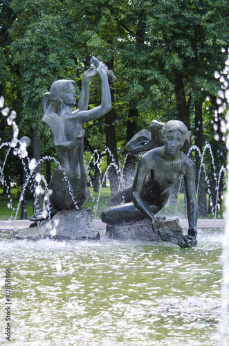 Belarus, Minsk: the fountain in park of Janka Kupala.
