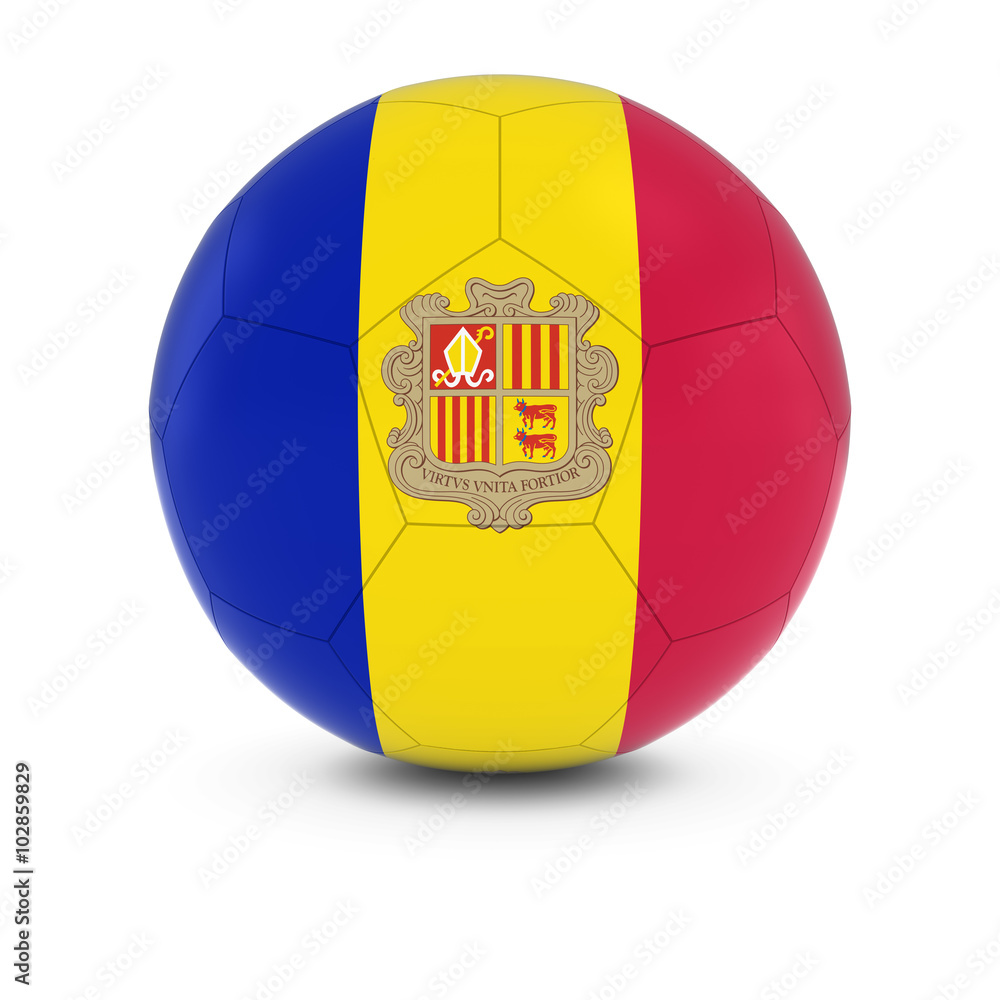Fototapeta premium Andorra Football - Andorran Flag on Soccer Ball