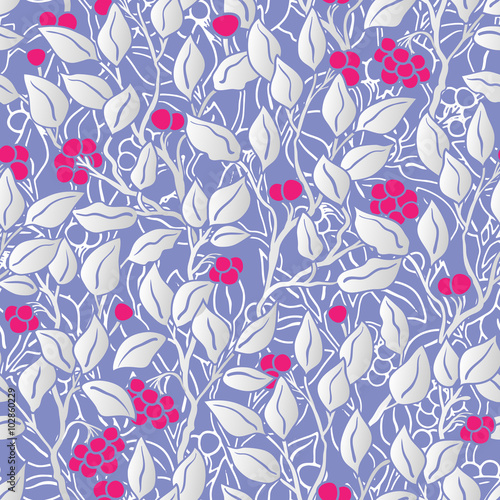 hand painted eaves seamless floral pattern vector background. Leaf pattern. Doodle vector pattern. Pastel blue and silver.