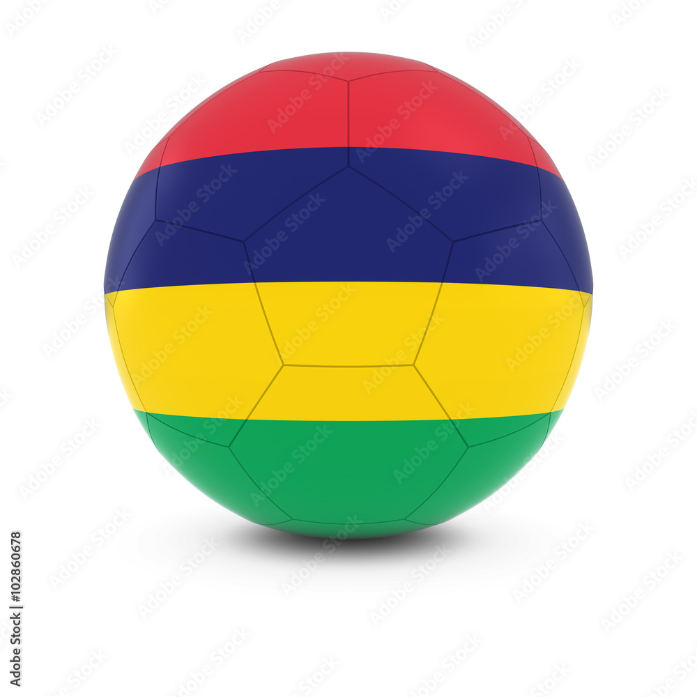 Mauritius Football - Mauritian Flag on Soccer Ball