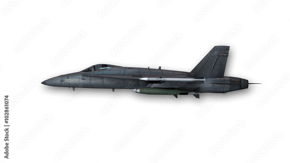Super sonic jet, military aircraft isolated on white background, side view Super sonic jet, military aircraft isolated on white background, side view