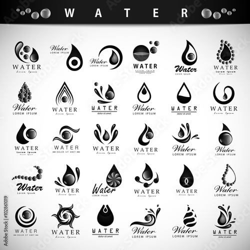 Water And Drop Icons Set - Isolated On Background - Vector Illustration, Graphic Design Editable For Your Design