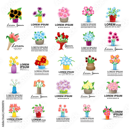 Bouquet Icons Set - Isolated On White Background - Vector Illustration, Graphic Design, Editable For Your Design