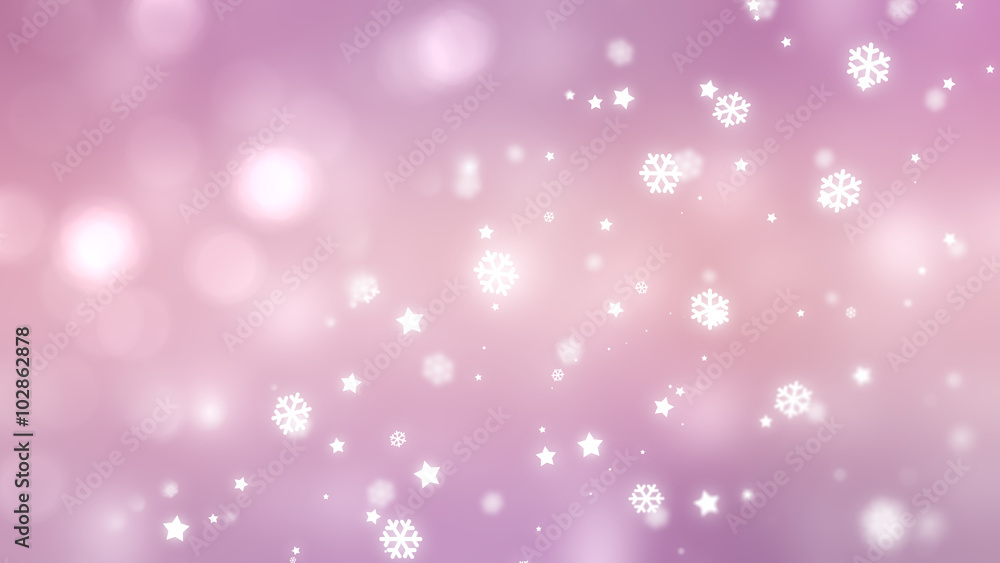 Christmas pink background. the winter background, falling snowfl