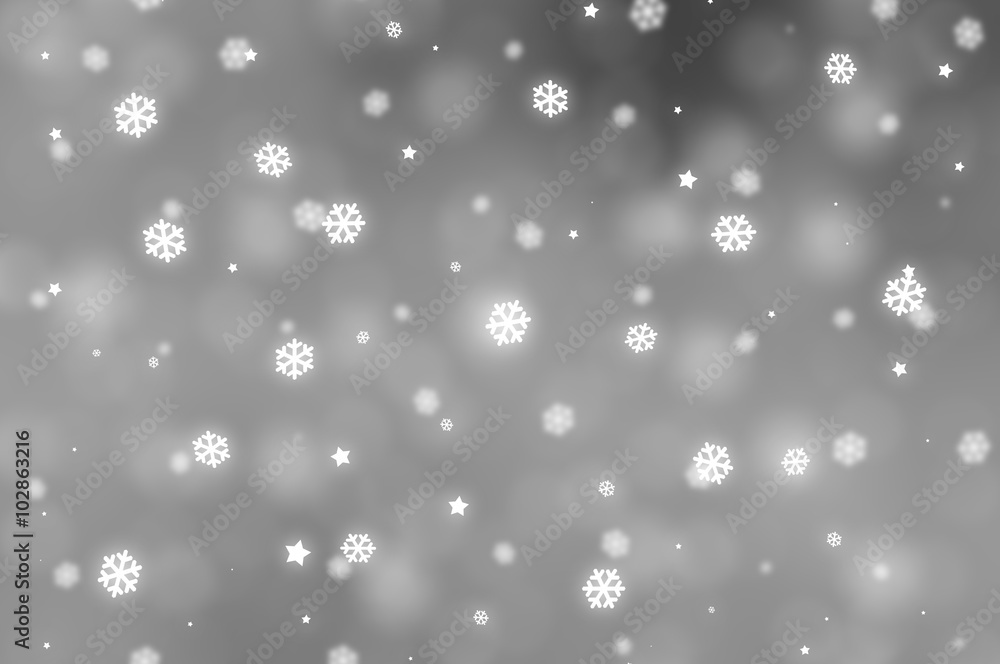 Christmas grey background. the winter background, falling snowfl