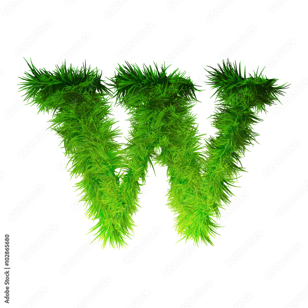 Conceptual green grass 3D font isoalted Conceptual green grass 3D font isoalted