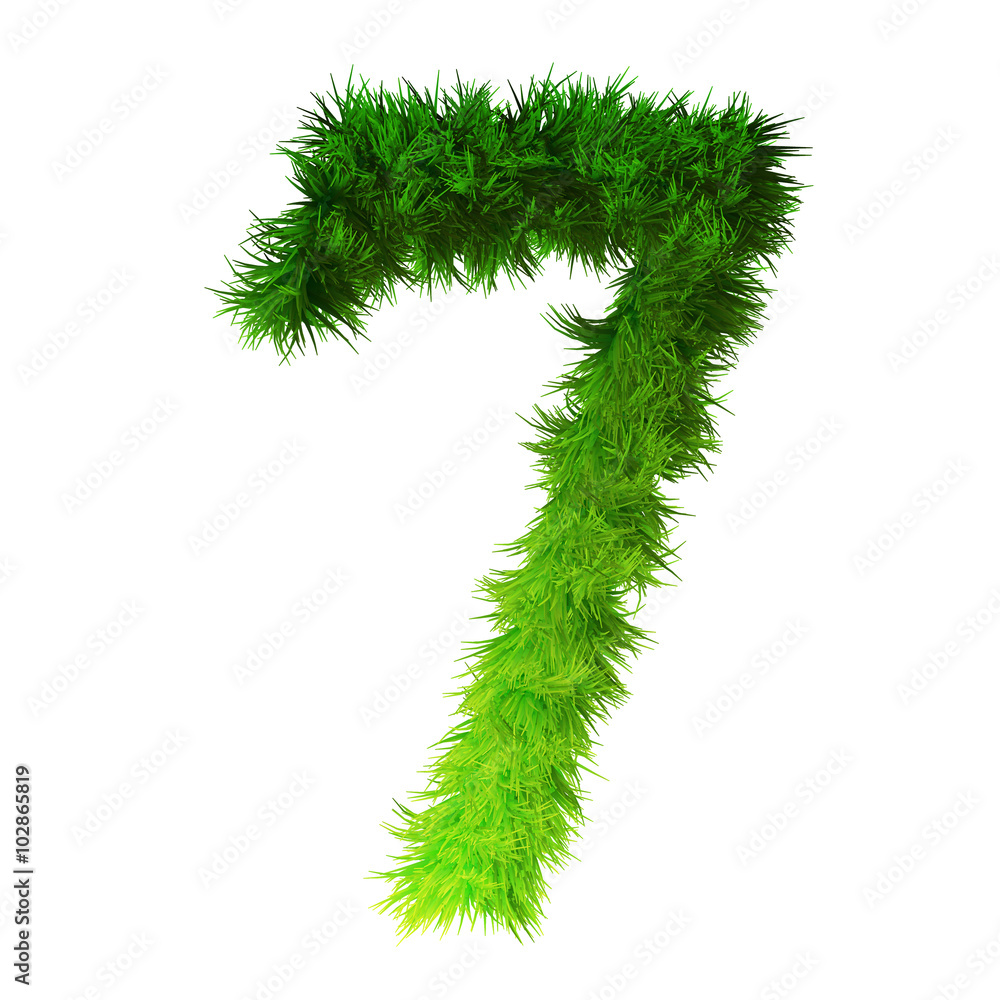 Conceptual green grass 3D font isoalted