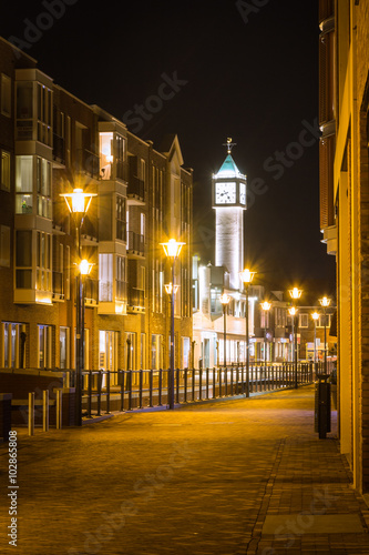 Cityscape at night of Veenendaal in the Netherlands.