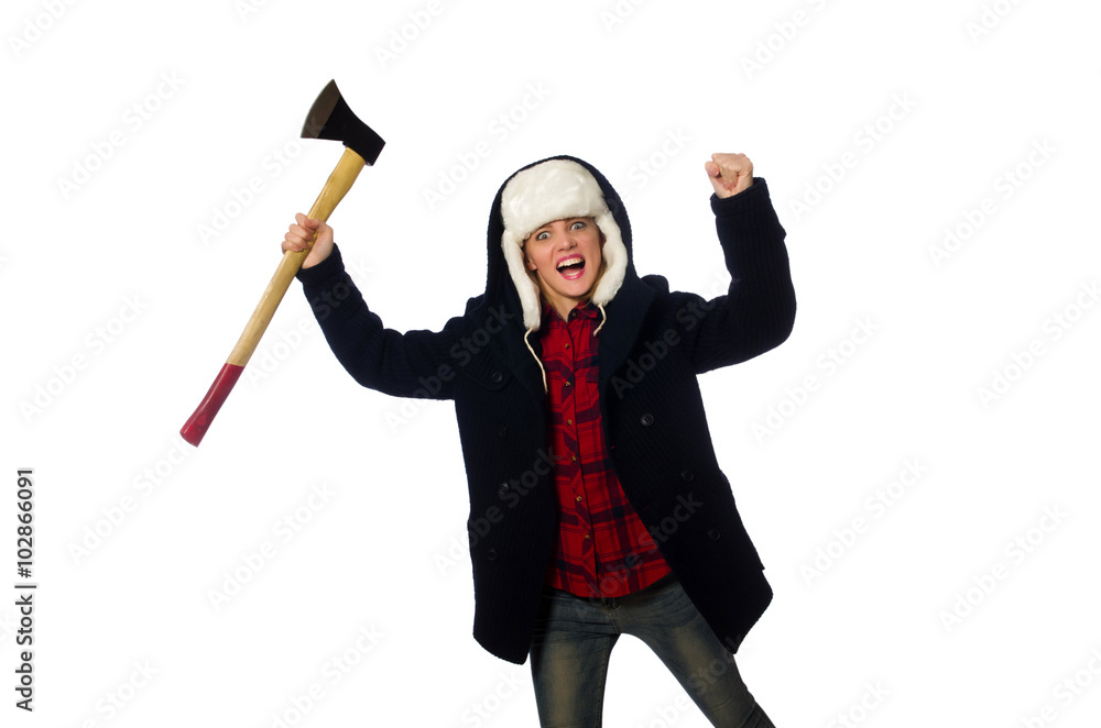 Woman with hat in funny concept Woman with hat in funny concept