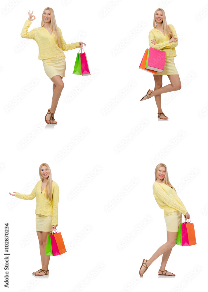 Collage of woman with shopping bags Collage of woman with shopping bags