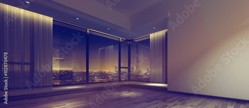 View of city from empty room