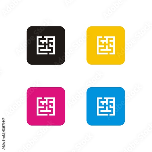 Icono de un laberinto sobre fondos de colores. Ilustración vectorial