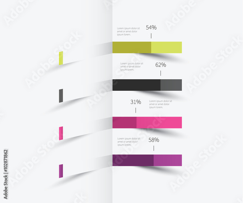 infographics element on the wall / modern infographics paper options, steps, statistics, graph