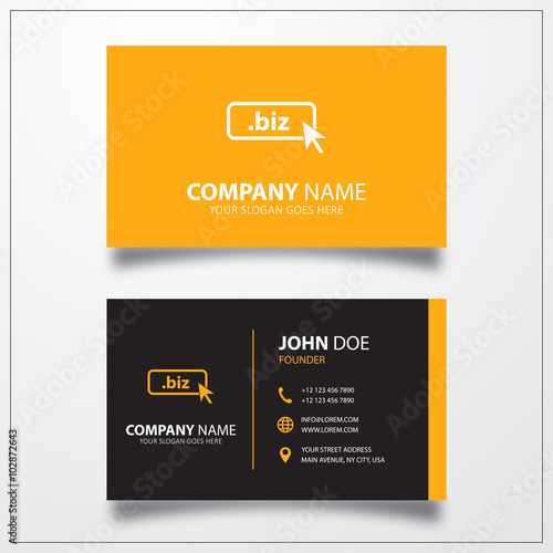 Domain BIZ icon. Business card template
