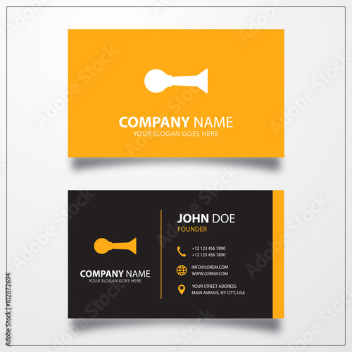 Horn, klaxon icon. Business card template