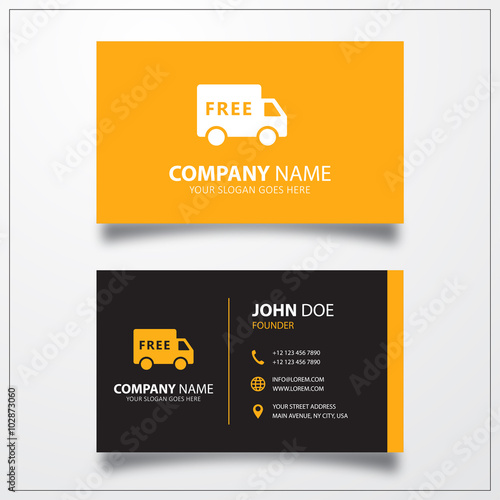 Free shipping truck icon. Business card template
