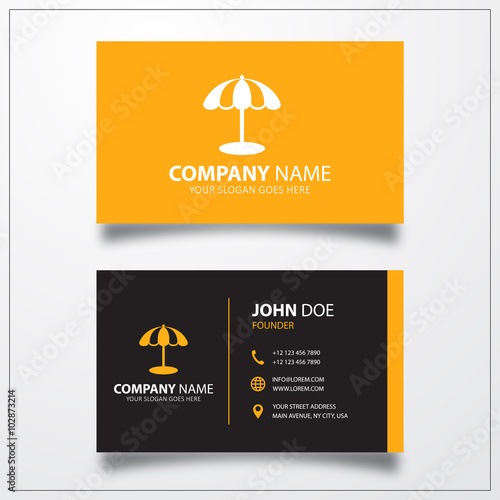 Parasol icon. Business card...