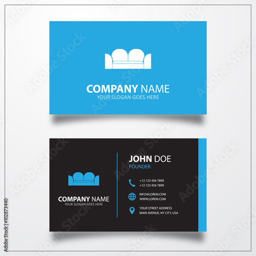 Sofa icon. Business card te...