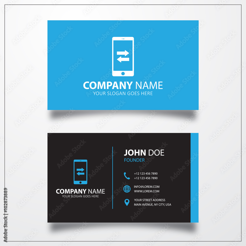 Incoming and outgoing calls icon. Business card template
