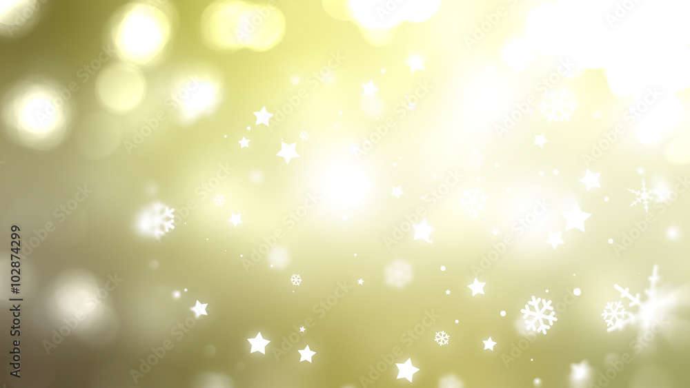 Christmas gold background. The winter background, falling snowfl Christmas gold background. The winter background, falling snowfl