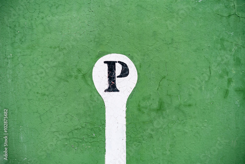Slika na platnu Basque Pelota sport field white P sign on green background