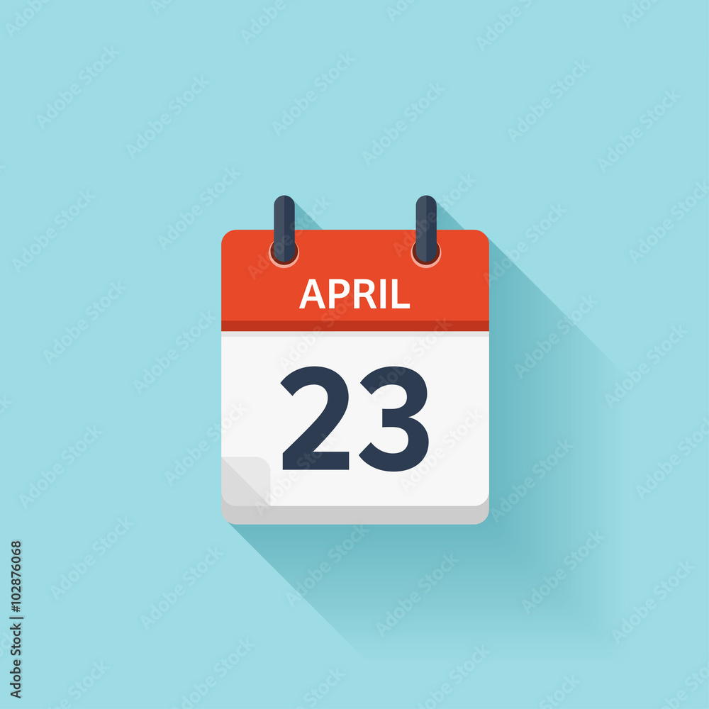 April 23. Vector flat daily calendar icon. Date and time, day, month. Holiday. April 23. Vector flat daily calendar icon. Date and time, day, month. Holiday.
