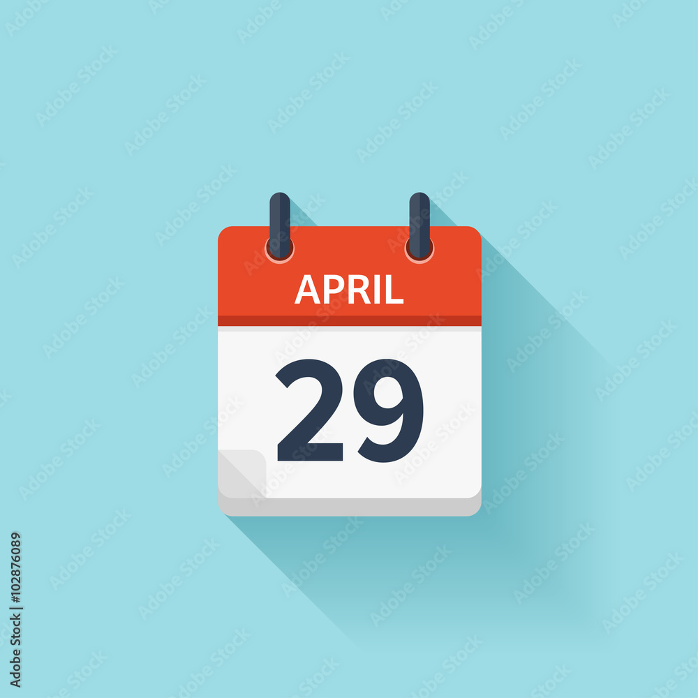 April 29. Vector flat daily calendar icon. Date and time, day, month. Holiday. April 29. Vector flat daily calendar icon. Date and time, day, month. Holiday.
