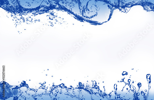 Abstract blue splashing water as picture frame