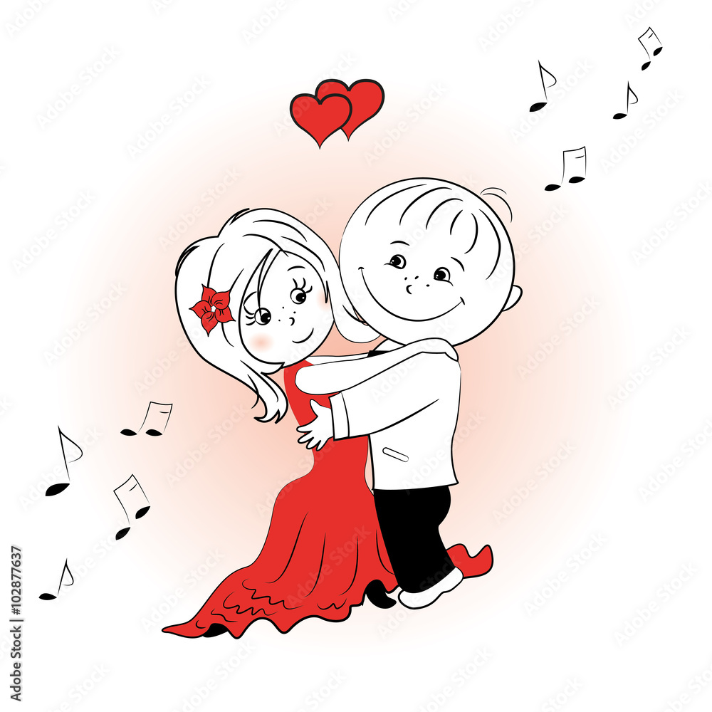 Couple in love dancing Stock Illustration | Adobe Stock