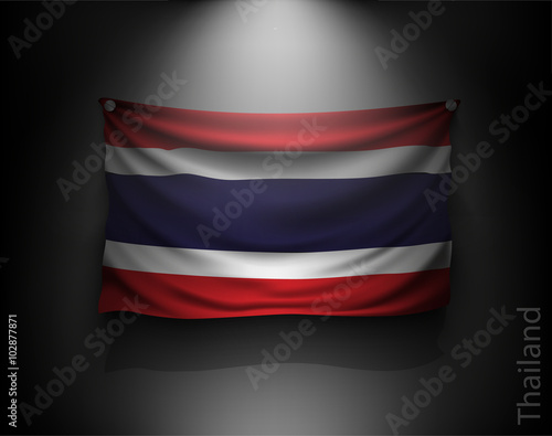 waving flag Thailand  on a dark wall