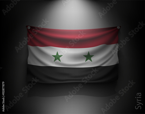 waving flag syria on a dark wall