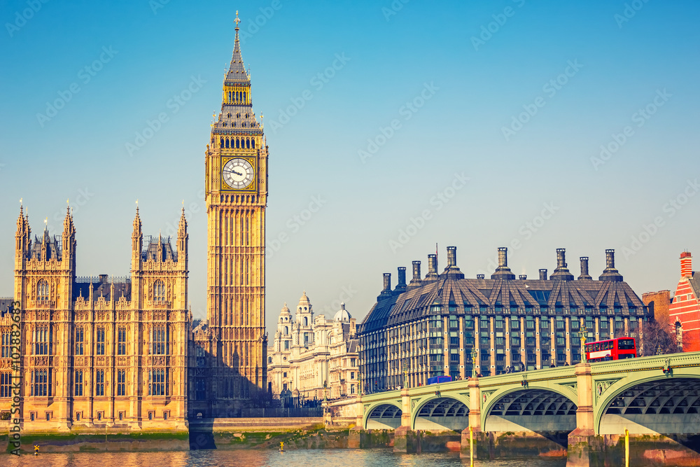 Fototapeta Big Ben i Westminster Bridge w Londynie