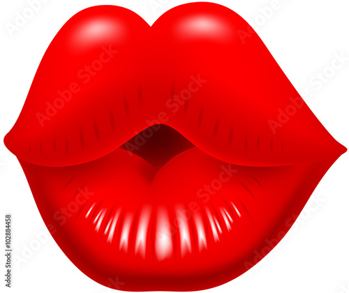 Red lips sexy isolated on white background 