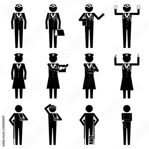 Doctor nurse and patient icon vector sign symbol pictogram