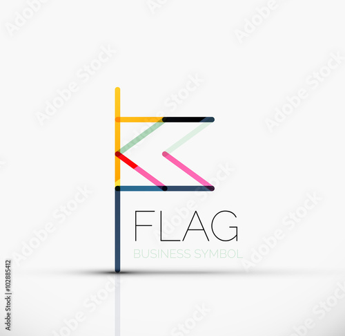 Logo flag, abstract linear geometric business icon