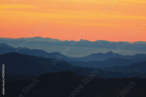 Sunrise in the mountains landscape.