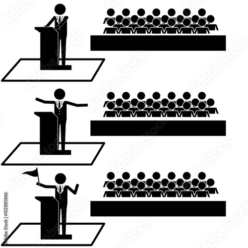 Man Politician Public Speaker in front of audience icon symbol pictogram