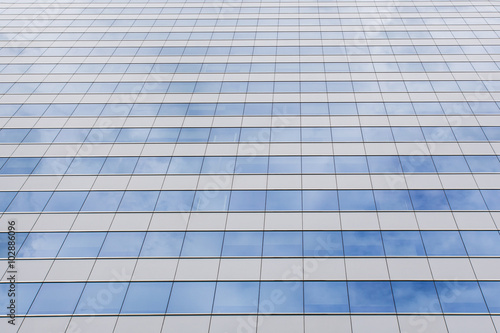 Glass blue building facade and window