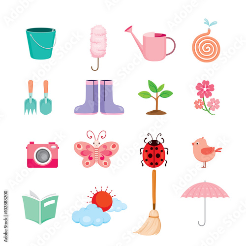 Spring Icons Set, Gardening, Housework, Appliance, Domestic Tools, Computer Icon, Cleaning, Symbol, Icon Set, Spring Season